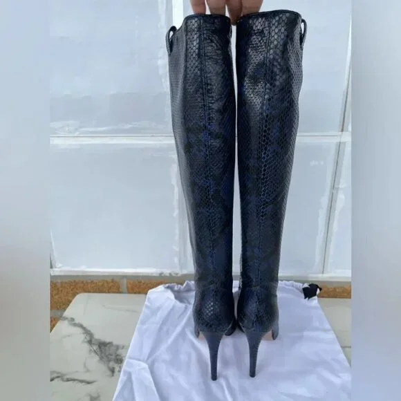 Veronica Beard Wyn Snake-Embossed Leather Boots size 6.5 - Picture 5 of 12